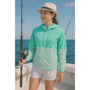 Reel Life M Women Jacket Mesh Lined Hooded Windbreaker UPF 30 Breathable Zip-up